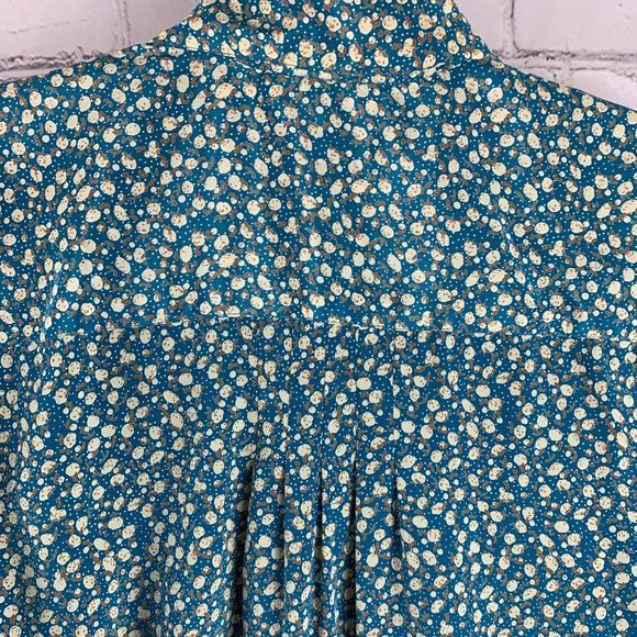 VINTAGE ALYSSA CARR Shirt Button-down with Blue Cotton Print - Picture 8 of 11